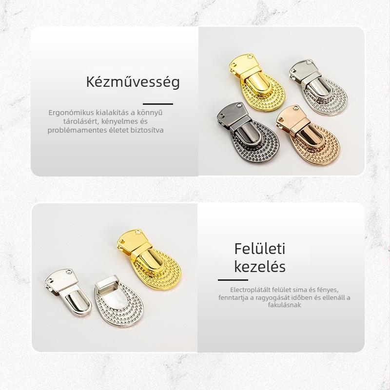 Vasból készült virágalakú zár női táskákhoz – push-lock hardver, Modell A115, Márka Minsheng, Termékkód A115, 2023 tél