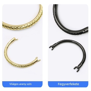 Fém táska fogantyú, cink ötvözet + PU bőr, félkör alakú gyűrű, Meters márka, poggyász-kiegészítő