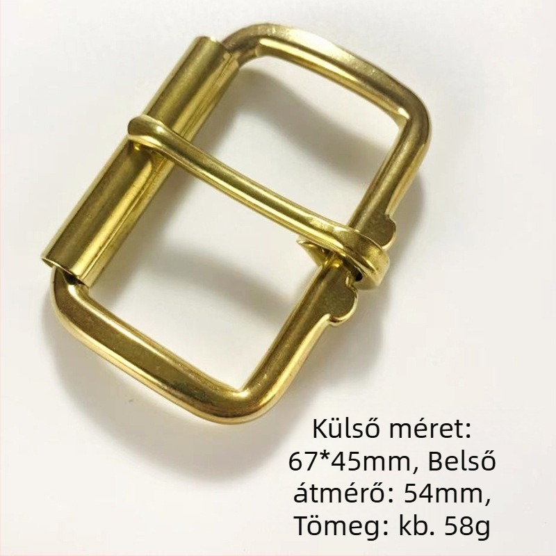 Sárgaréz övcsat roller-pin – minimalist design övekhez és táskákhoz