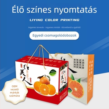 Egyedi gyűrűs fogantyúval ellátott ajándékdoboz gyümölcsöknek – nyomtatható logó és grafika