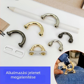 Táskahoz készült fém DIY kiegészítők: félkör alakú lánc, csavarzár részek és alkatrészek javításhoz és módosításhoz