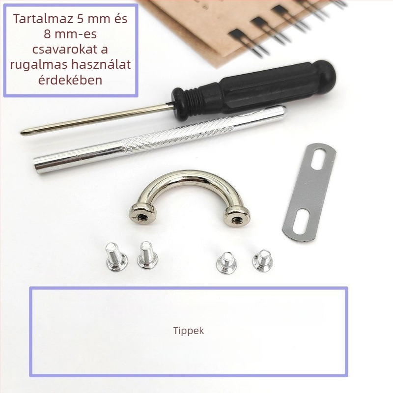 Táskahoz készült fém DIY kiegészítők: félkör alakú lánc, csavarzár részek és alkatrészek javításhoz és módosításhoz