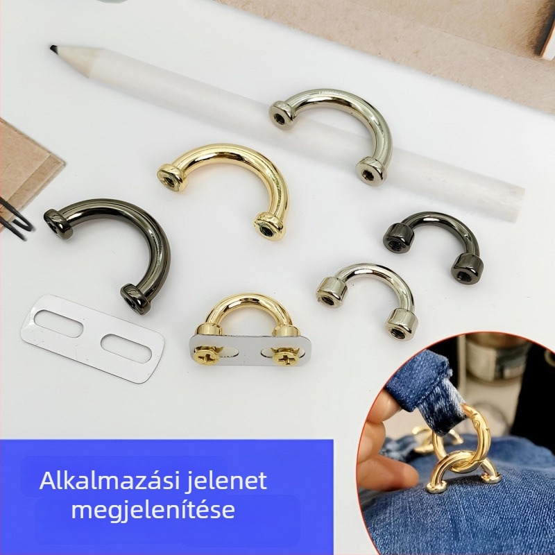 Táskahoz készült fém DIY kiegészítők: félkör alakú lánc, csavarzár részek és alkatrészek javításhoz és módosításhoz