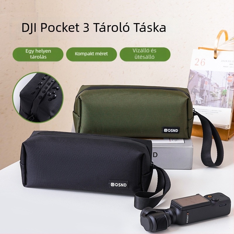 DJI Pocket3 tároló táska – vízálló, bővíthető kapacitású, Oxford anyagból, belső poliészter bélés, clutch-stílusú, városi minimalizmus
