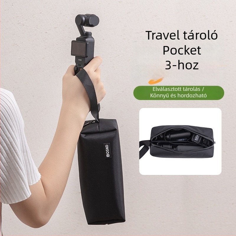 DJI Pocket3 tároló táska – vízálló, bővíthető kapacitású, Oxford anyagból, belső poliészter bélés, clutch-stílusú, városi minimalizmus