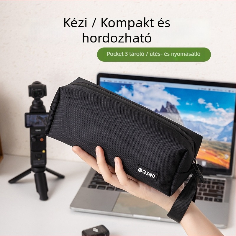 DJI Pocket3 tároló táska – vízálló, bővíthető kapacitású, Oxford anyagból, belső poliészter bélés, clutch-stílusú, városi minimalizmus