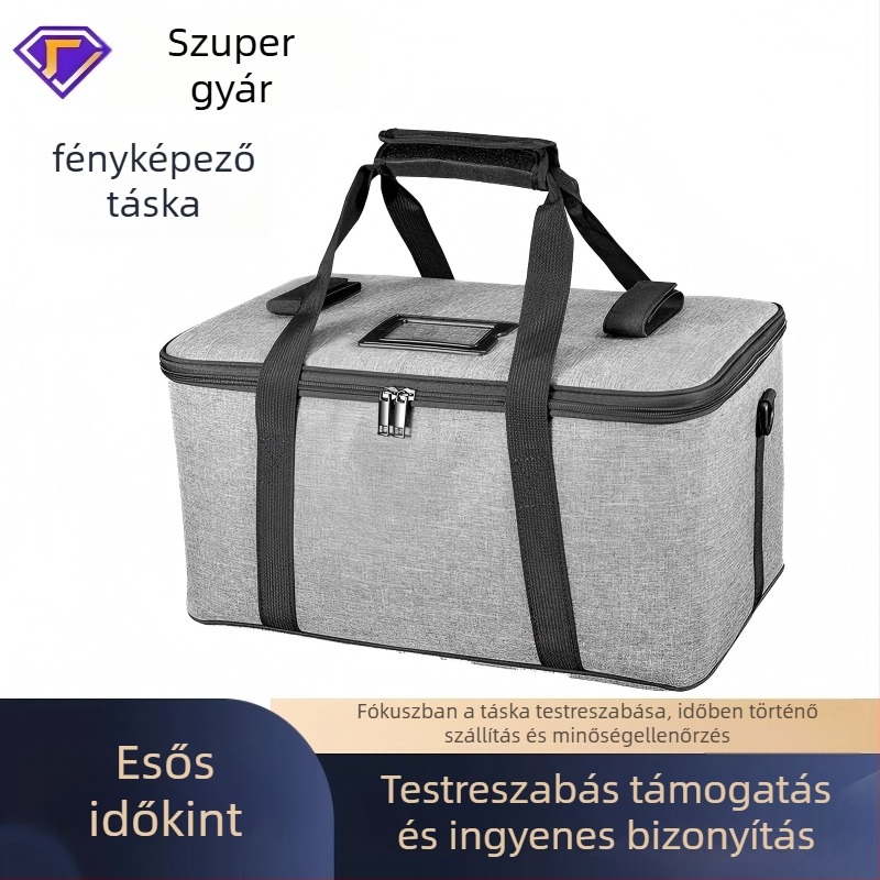 DSLR / Mirrorless fényképezőgép táska vászonból — vízálló, kopásálló, lélegző; zárás cipzár, puha fogantyú, kézitáska stílus, belső rekesz tetővel, logónyomtatás elérhető