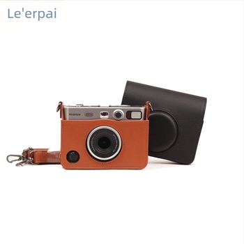 Mini evo fényképezőgép táska, crossbody stílus, PU bőr külsővel és velúr rész, kompatibilis a Fuji/Polaroid Mini evo-val
