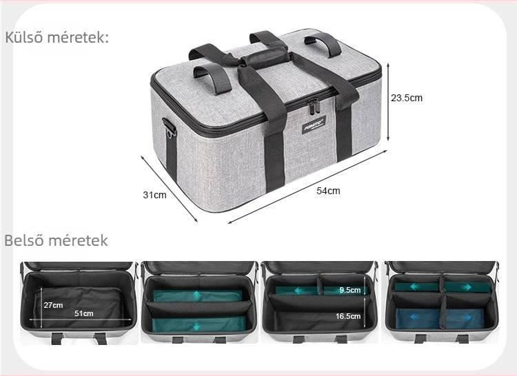 FOMITO DSLR fotó táska vállpánttal és világítással, vászon + kemény lemez, 2,8 kg