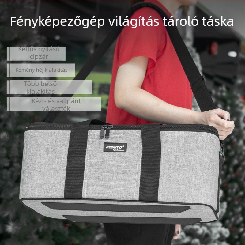 FOMITO DSLR fotó táska vállpánttal és világítással, vászon + kemény lemez, 2,8 kg