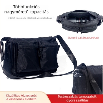 Nagy kapacitású, multifunkcionális vállkamera táska Canon/Nikon SLR-hez – nylon külső, poliészter bélés