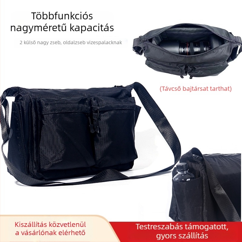 Nagy kapacitású, multifunkcionális vállkamera táska Canon/Nikon SLR-hez – nylon külső, poliészter bélés