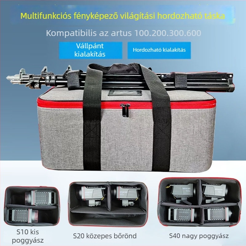 Fotózási fénykiegészítő tároló táska – vászon + kemény lemez; univerzális használat; tömeg 2,8 kg; bélés Oxford