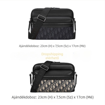 Férfi crossbody táska — Valódi bőr; Modell H27E; Márka: d; 8 hüvelykes laptop befogadására alkalmas; Belső bélés: nylon