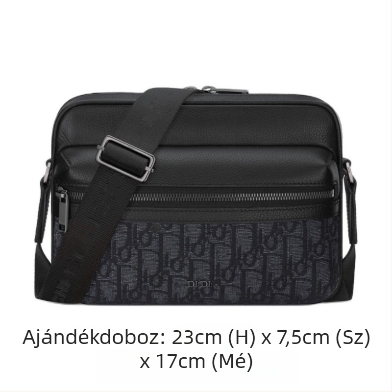Férfi crossbody táska — Valódi bőr; Modell H27E; Márka: d; 8 hüvelykes laptop befogadására alkalmas; Belső bélés: nylon
