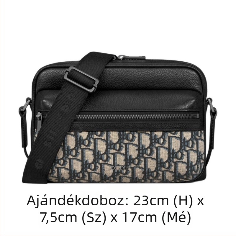 Férfi crossbody táska — Valódi bőr; Modell H27E; Márka: d; 8 hüvelykes laptop befogadására alkalmas; Belső bélés: nylon