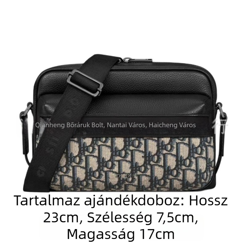 Férfi crossbody táska — Valódi bőr; Modell H27E; Márka: d; 8 hüvelykes laptop befogadására alkalmas; Belső bélés: nylon
