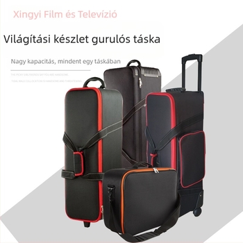 Fényképészeti felszerelés guruló koffkészlet, dupla kerékkel, vakutáskával és külső háttér-állvánnyal