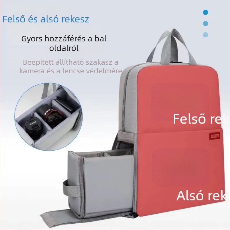 Fényképezőgép hátizsák kockás mintázattal, nylonból, uniszex, 2024 tavasz