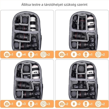 MOSISO DSLR kamera táska – Oxford anyag, légáteresztő és vízálló, hátizsák-stílusú, görbült vállpánttal