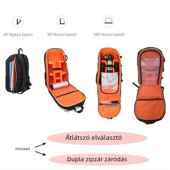 TONO 5080-1 DSLR és mirrorless kamerákhoz készült hátizsák, nylonból; légáteresztő, vízálló, kopásálló, lopás elleni védelem; Típus: SLR kamera hátizsák; Stílus: hátizsák