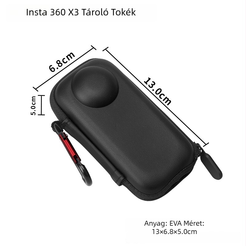 Insta360 One X3/X2 tároló tok, EVA tok, bőr bélés, vízlepergető, ütésálló, 50 g