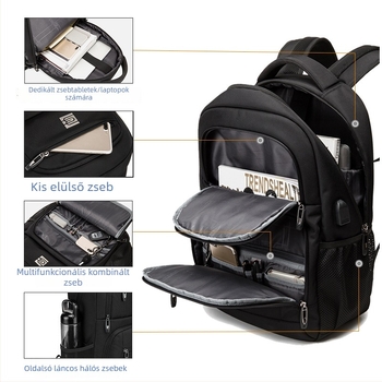 Bruno Cavalli BC-18399 Laptop hátizsák, 20–35L, Oxford anyag, légáteresztő, vízálló, kopásálló, görbe vállpánt