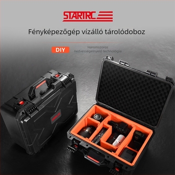 STARTRC nedvizesedő tárolóláda SLR fényképezőgépekhez és objektívekhez, 30L, PP, IP67 vízálló, zárható, velúr bélés, Sony/Canon/Nikon/Fuji DSLR-hez
