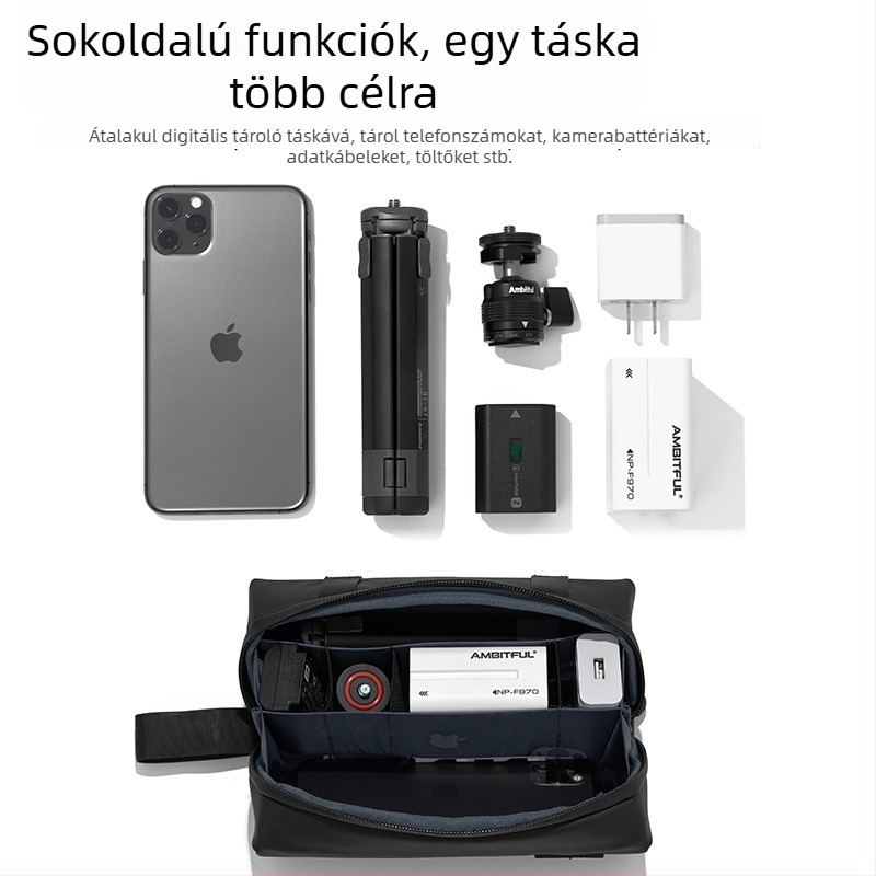 Ambitful Zhijie Zoom p1 fotó-táska, multifunkcionális tárolás DJI kiegészítőkhöz, 900D poliészter Oxford anyag, PU bélés, súly 170 g, univerzális használat