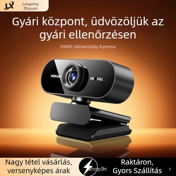 USB webkamera laptophoz és asztali számítógéphez, 1080P, beépített mikrofon, fix fókusz, USB 2.0, drivertől független