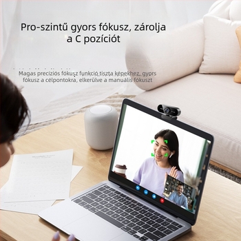 USB webkamera laptophoz és asztali számítógéphez, 1080P, beépített mikrofon, fix fókusz, USB 2.0, drivertől független