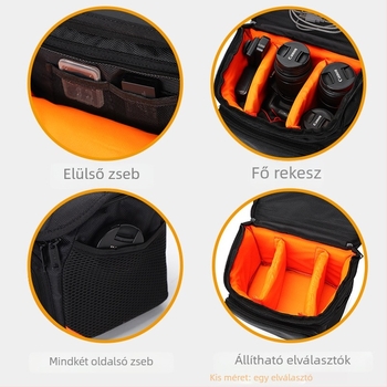 Sony vállon átvihető fotótaska SLR kamerákhoz, Air-Cushion vállpánttal, légáteresztő poliészter, kopásálló és lopás elleni