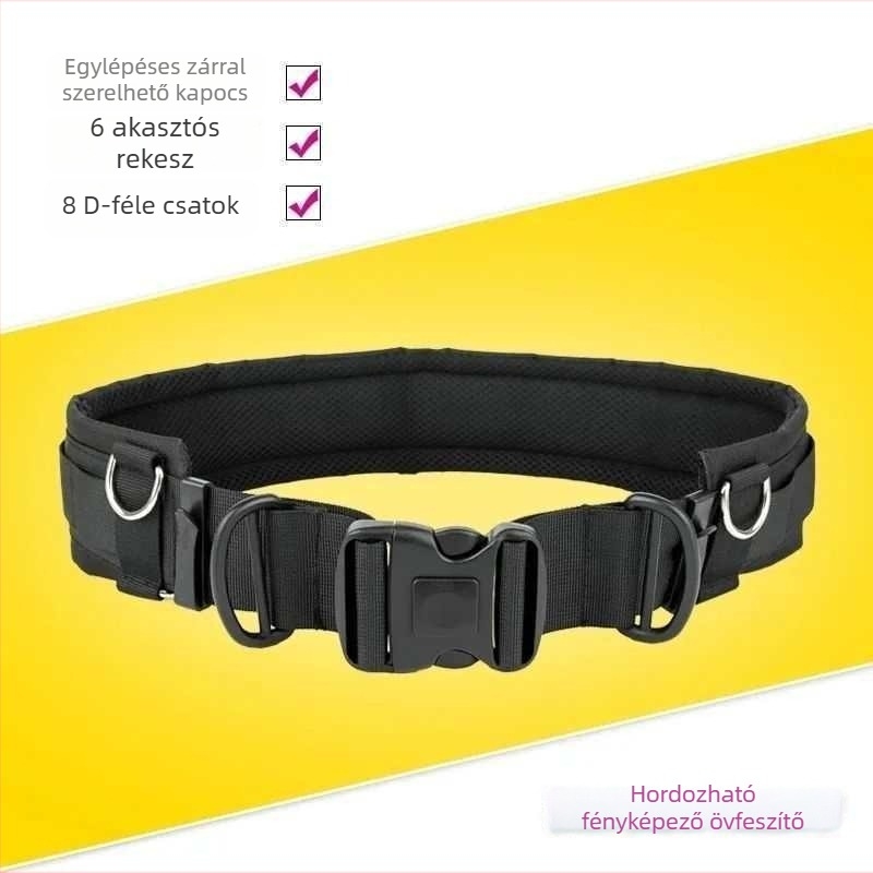 Multifunkcionális kameraöv állítható hosszúsággal és egy rögzítőcsíkkal | Anyag: Oxford cloth, nylon | Márka: Jinjun | Modell: Multifunctional camera belt