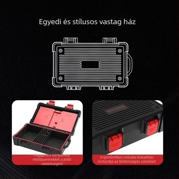 Fényképezőgép akkumulátor és memóriakártya tároló doboz, vízálló, ütésálló, Modell E16, Canon/Nikon/Sony kompatibilis, tartalmaz karabíner
