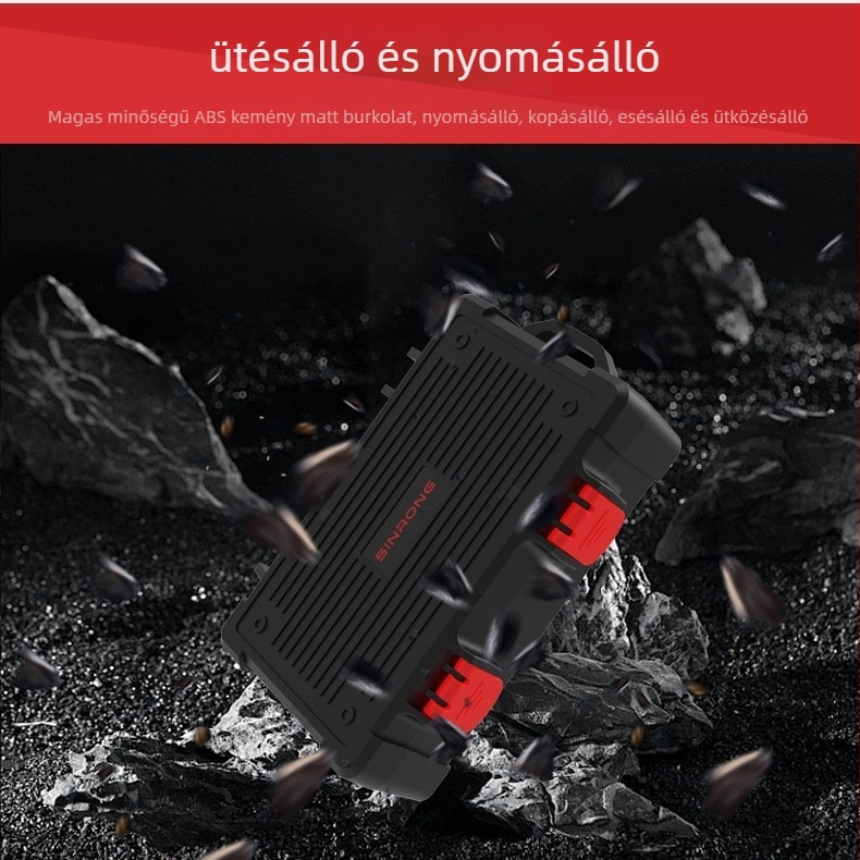 Fényképezőgép akkumulátor és memóriakártya tároló doboz, vízálló, ütésálló, Modell E16, Canon/Nikon/Sony kompatibilis, tartalmaz karabíner