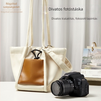 Világos, ultrakönnyű vállkamera táska kontrasztos varrással, vízálló, anyaga 420D twill + PU bőr, illeszkedik SLR és mirrorless fényképezőkhöz, utcai stílus, nők számára, 2025 ősz megjelenés