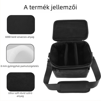 DSLR kamera tároló táska - hordozható nejlon tok duál zsebbel, elválasztóval és keresztpánttal | Modell 404-c002-050005