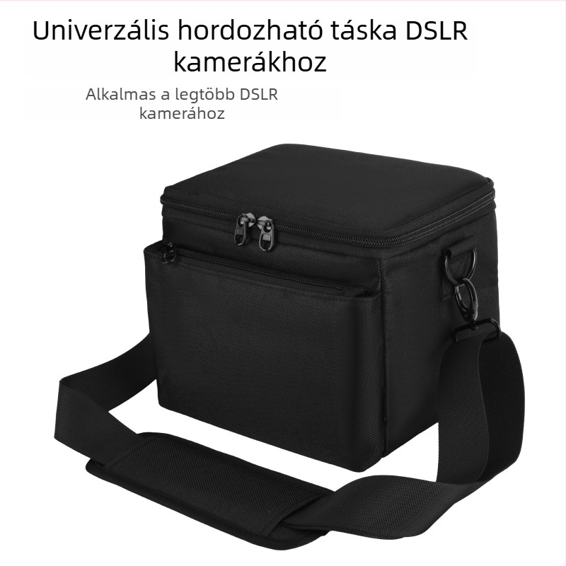 DSLR kamera tároló táska - hordozható nejlon tok duál zsebbel, elválasztóval és keresztpánttal | Modell 404-c002-050005