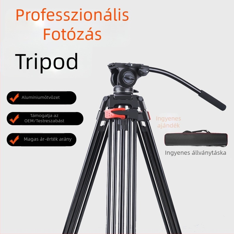 Hidraulikus PTZ-vel ellátott tripód, alumínium ötvözet, 3-szekciós felépítés, teherbírás 6–10 kg, Modell 1802