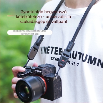 Kamera váll- és csuklópánt gyorskioldó csattal, fonott biztonságos pamutszál, nagy szakítószilárdságú csat, kompatibilis mirrorless és SLR kamerákkal