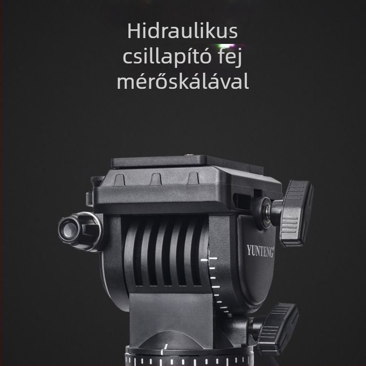 Yunteng VCT-860AV állvány hidraulikus fejjel, 3 részes, alumínium‑ötvözet, max terhelés 4 kg, gyorskioldó tányér