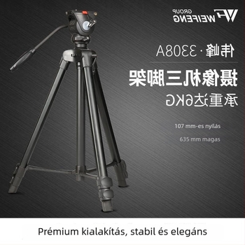 Weifeng WF-3308A DSLR állvány 3D PTZ fejjel, alumínium ötvözet, 3 részes lábak, gyorskioldó lemez, súly 2,16 kg