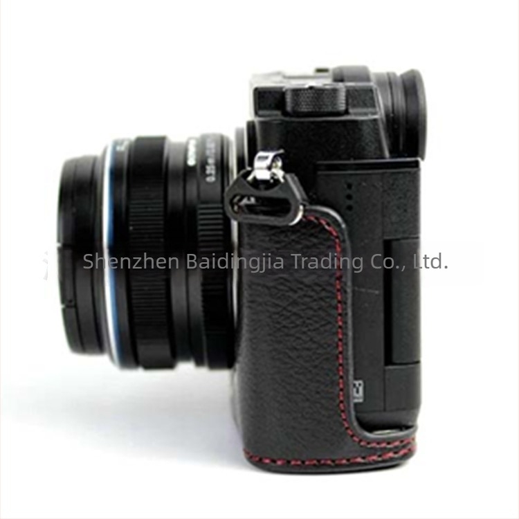 Valódi bőrből készült fél tok Olympus PEN-F-hez – bőr alap, tok kamera nélküli, clutch stílus, kopásállóság és ütésállóság