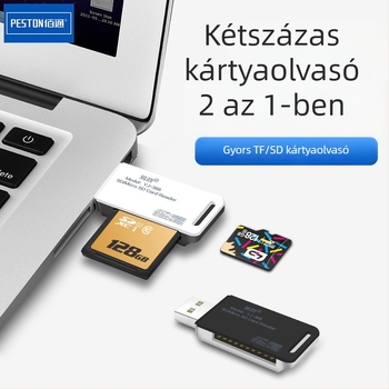 PESTON USB 2.0 2-in-1 memóriakártyaolvasó microSD/TF-hez, modell Bai Tong Yi Jin YJ-368 • külső telepítés • TF/microSD támogatás • súly 0.3