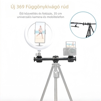 Junrun 369 Fotó/videó overhead hosszabbító rúd állványfej készlet mobiles és kamerákhoz, 1/4-inch csavar, vasból, maximális teher 2–5 kg
