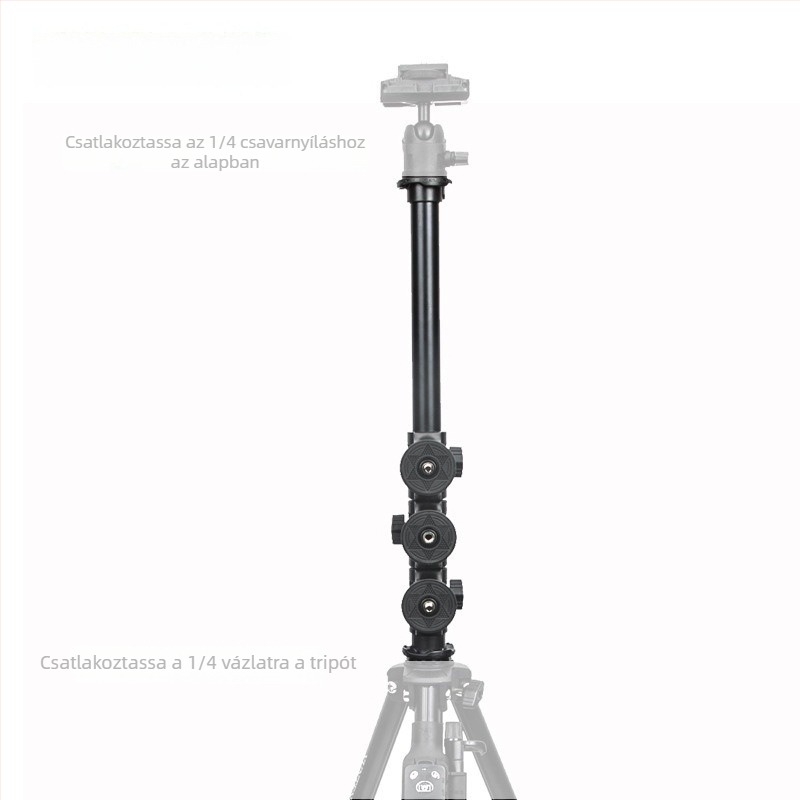 Junrun 369 Fotó/videó overhead hosszabbító rúd állványfej készlet mobiles és kamerákhoz, 1/4-inch csavar, vasból, maximális teher 2–5 kg