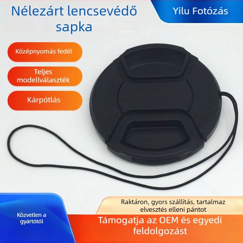 Szöveg nélküli univerzális objektív sapka, 58 mm, Modell 52 – OEM feldolgozás, általános kompatibilitás, PP zacskóban csomagolva