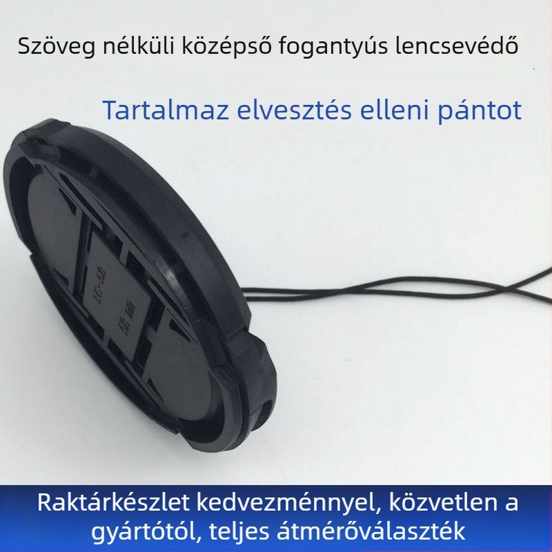 Szöveg nélküli univerzális objektív sapka, 58 mm, Modell 52 – OEM feldolgozás, általános kompatibilitás, PP zacskóban csomagolva