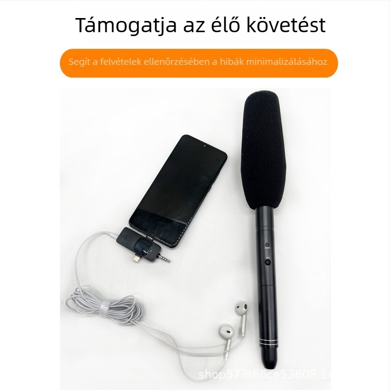 Interjúkhoz professzionális felvételi mikrofon - cardioid, kábeles, 12 óra+ akkumulátor-élettartam, SNR ≥85 dB, Modell C01