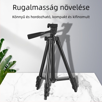 DSLR és okostelefonhoz tripod 3D PTZ-vel, alumíniumötvözet, teherbírás 2-5 kg, gyorskioldó lemez